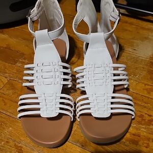 Maurices White Sandals with Woven Straps